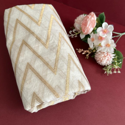 Pure Banarasi Chanderi with Chevron Pattern